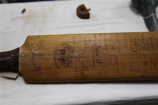 England Australia 1930. A cricket bat, signed by County and International players